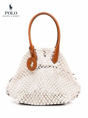NWT Polo Ralph Lauren Pony Macramé-Knit Tote Bag | Chic Cream | MSRP $598